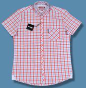 View Item Lambretta Penny Collar Button Down Check S/S Shirt Red 